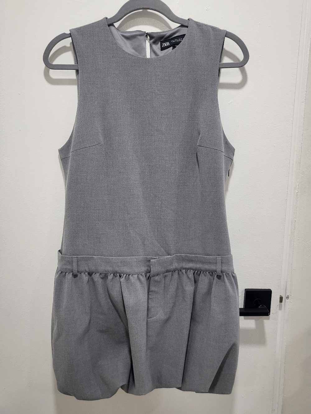 NWOT Zara Grey Tailored Bubble Mini Dress - Size Large